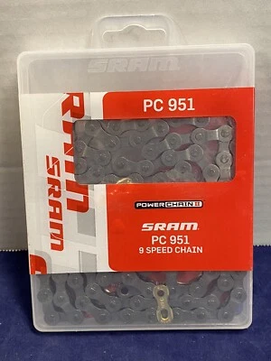 Nueva cadena eléctrica II SRAM PC-951 cadena de 9 velocidades 114L con conector PowerLink DORADO Foto 1 de 3