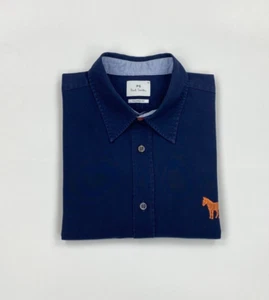 Camicia Uomo Blu Navy PS Paul Smith Media M Vestibilità Sartoriale Zebra Infradito Polsini B - Foto 1 di 14