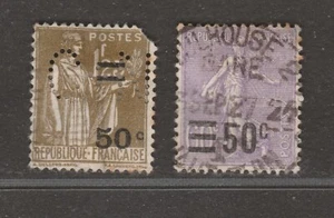 FRANCE 50c Surcharge pair - Picture 1 of 2