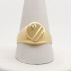 18k Gold Zirconia Signet Initial Ring Mens Italy 750 4gr Engravable