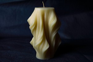 Wave Ribbed Column Beewax Candle Organic | Hemp Wick | Decor | Gift | Geometric