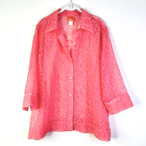 Hearts of Palm Top Damen 18 rosa koralle ausgebrannt Leopardenmuster Boho Twee neu ohne Etikett - Bild 1 von 9