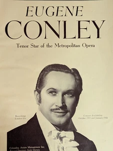 Eugene Conley 1955 Booking Ad Musical Performer Concert Tenor - Picture 1 of 3