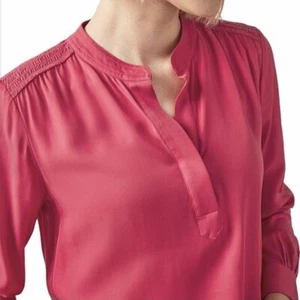 TRENERY Shirred Shoulder Long Sleeve Boho Blouse Size XXL 18 Magenta Vent Neck - Picture 1 of 20