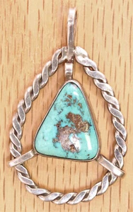 Beautiful Handmade Sterling Silver Turquoise Pendant DEI X797A - Picture 1 of 2