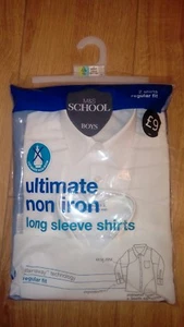 New Marks And Spencer Boys White Long Sleeve School Shirts X2 - 4/5 Years - Picture 1 of 3
