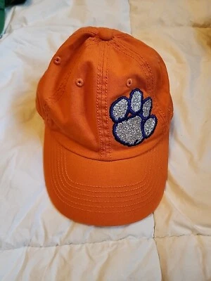 CLEMSON TIGERS Women ADJ STRAP  Hat Cap Orange Embroidered Bedazzled Paw - Image 1 of 3