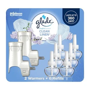 Glade PlugIns Air Freshener Kit Scented Clean Linen, 4.02 Oz 2 Warmers 6 Refill - Picture 1 of 9