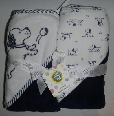 Little Me Infant Baby Boy 0-9 Month 2 Pack Set Hooded Towels Puppy Dog Pet Theme - Imagem 1 de 4