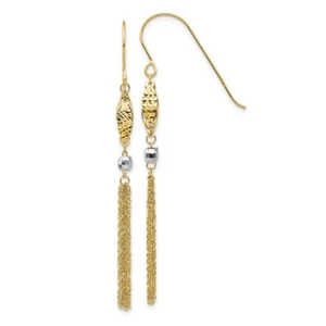 14k 14kt Two-tone Bead & Chain Dangle Earrings 55 mm - Picture 1 of 3