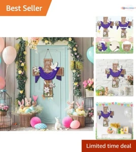 Charming Farmhouse Easter Sign with Bright Flowers - Perfect for Front Door - Picture 1 of 8