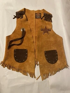 Vintage Boys Real Leather Cowboy Vest! John Craighead Colorado Size L Used - Picture 1 of 11