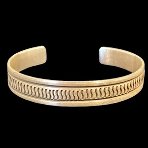 Navajo Sterling Silver Stamped Cuff Bracelet by Robert Etsitty - Picture 1 of 7