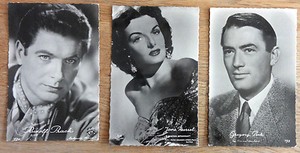 Konvolut 3 Postkarten HDH Hubmann Verlag Gregory Peck Jane Russell Rudolf Prack
