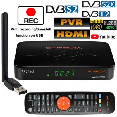 Digital FullHD Satellite Receiver Decoder DVB-S/S2/S2X SAT TV Box Twin Tuner PVR - Image 1 of 4