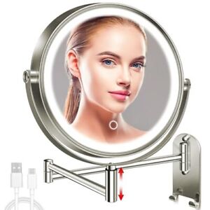 CONLWIN 9 Wall Mounted Lighted Makeup Mirror 3000mAh Rechargeable Nickel