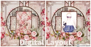 DIGITALES LAYOUT - Cottage Roses & Ephemera Vintage-Stil Sammelalbum Seite JPEG - Bild 1 von 5