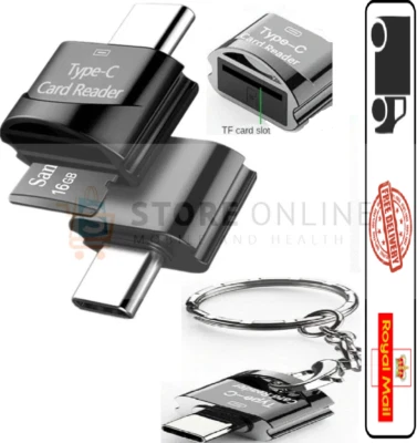 USB Type-C OTG to Micro SD TF Adapter Memory Card Reader with Key Ring - Image 1 of 2