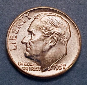 1957 Roosevelt Dime Brilliant Uncirculated from original BU rolls - 81 sold - Picture 1 of 2
