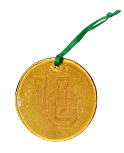 University of Oregon Ducks Yellow UO Aurora Glass Christmas Ornament SunCatcher - Picture 1 of 7