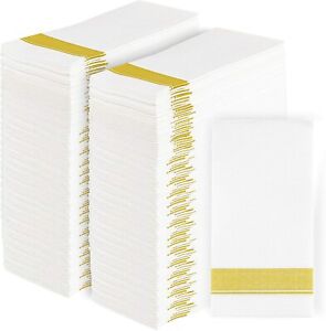 Disposable Linen-feel Paper Guest Towels Soft Hand Napkins - Gold 200 Pack