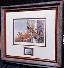 Maynard Reece - 1983 Ruffed Grouse Society Stamp Print With Stamp - New Frame