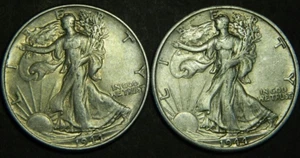 Medio dólar de plata Liberty Walking 1944-P y 1944-D ~ AU ~ (lote #971) - Imagen 1 de 3