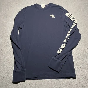 Abercrombie & Fitch T Shirt Boys XL Muscle Blue Embroidered Long Sleeve Kids - Picture 1 of 10