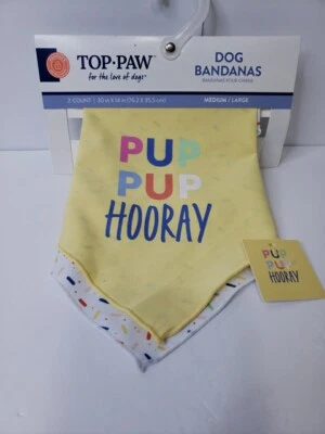 Top Paw Pup Pup Hooray Bandanas 2 unidades varios tamaños disponibles Foto 1 de 3