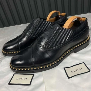 Gucci Derby Stars Trim Lace Up BLack Leather 9.5 G or 10 US or 43.5 EUR - Picture 1 of 23