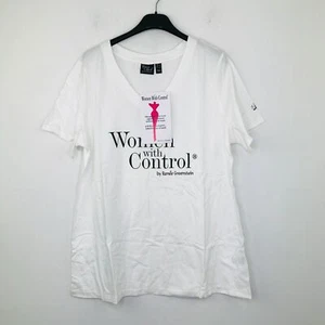 Women With Control Women's 1X T-Shirt White Logo Graphic Shaping V-Neck NWT CP28 - Picture 1 of 5