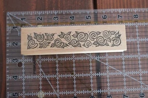 WHIPPER SNAPPER Border Swirl Flowers Stripe Wood Rubber Stamp - Picture 1 of 2