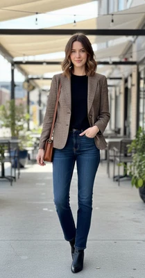 Lafayette 148 New York Blazer Jacket Womens 12 Brown Peak Lapel Single Breasted - Image 1 of 4