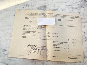 FATTURA CONSORZIO ACQUEDOTTO CARSICO MONTE RE/ NANOS  OLD DOCUMENT 1946 - Foto 1 di 2