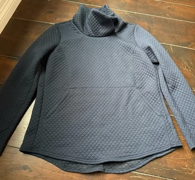 Sudadera acolchada azul marino Stoic para mujer Athleisure cuello falso grande Foto 1 de 4