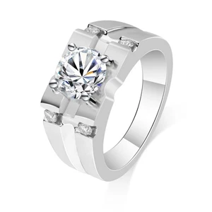 Mens Moissanite Ring 1.66CTTW D Color VVS1 Round Cut Moissanite Rings for Men... - Picture 1 of 6