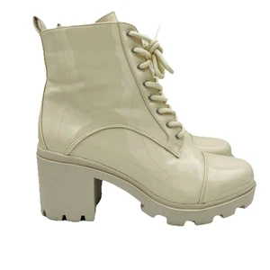 AZALEA WANG Boots Womens Size 10 Patent Leather Platform Combat Chunky Heel Y2K - Picture 1 of 12