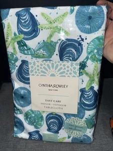 Cynthia Rowley Shells  Table Cloth Oblong 60x104 Muliticolor Blue/Green - Picture 1 of 3