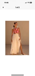 Abito lungo Maaji Boho Sunrise Owen floreale maxi abito lino taglia L nuovo con etichetta - Foto 1 di 7