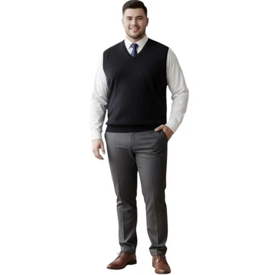 Chaleco Suéter Joseph & Lyman Para Hombres XL Negro 100% Cachemira Cuello en V Tejido Diamante Foto 1 de 4