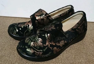 Alegria Lauryn Shoes Nubuck Black Copper Cross Strap Floral  UK 37/ US 7 LAU557 - Picture 1 of 10