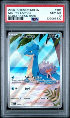 2025 POKEMON DRI EN-DESTINED RIVALS ILLUSTRATION RARE #194 MISTY'S LAPRAS PSA 10 - Image 1 of 2