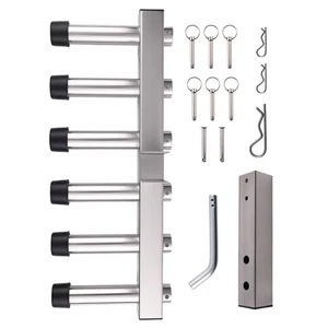 Verstellbarer Angelrutenhalter für 2" AHK Empfänger 6 Link Rohr Edelstahl - Bild 1 von 16