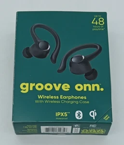 Onn True Wireless Earphones With Wireless Charging Case, Black, IPX5, 48 Hrs - Picture 1 of 6