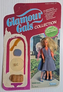 Vintage Kenner GLAMOUR GALS Puppe himmelblau VANESSA mit Ständer & Zubehör  - Bild 1 von 4