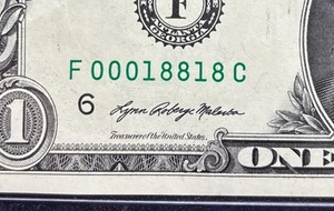 2021 $1 Dollar Bill #00018818 Very Cool Trinary Note ( 2 Triples and a Pair ) - Picture 1 of 4
