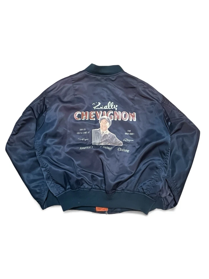 CHEVIGNON Rally Save Bonds Vintage Bomber MA-1 Jacket Navy Size M Rare - Image 1 of 4