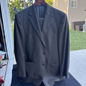 Hickey Freeman Suit Men 42 Long 2 Piece 36 W Wool Jacket Pants Stripe Lindsey - Picture 1 of 15