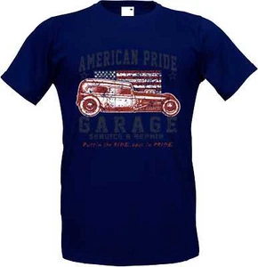T Shirt in Navyblauton Hot Rod-,US Car-,`50 Stylemotiv Modell American Pride - Bild 1 von 2
