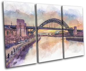 Tyne Bridge Newcastle Landmarks TREBLE CANVAS WALL ART Picture Print - Picture 1 of 1